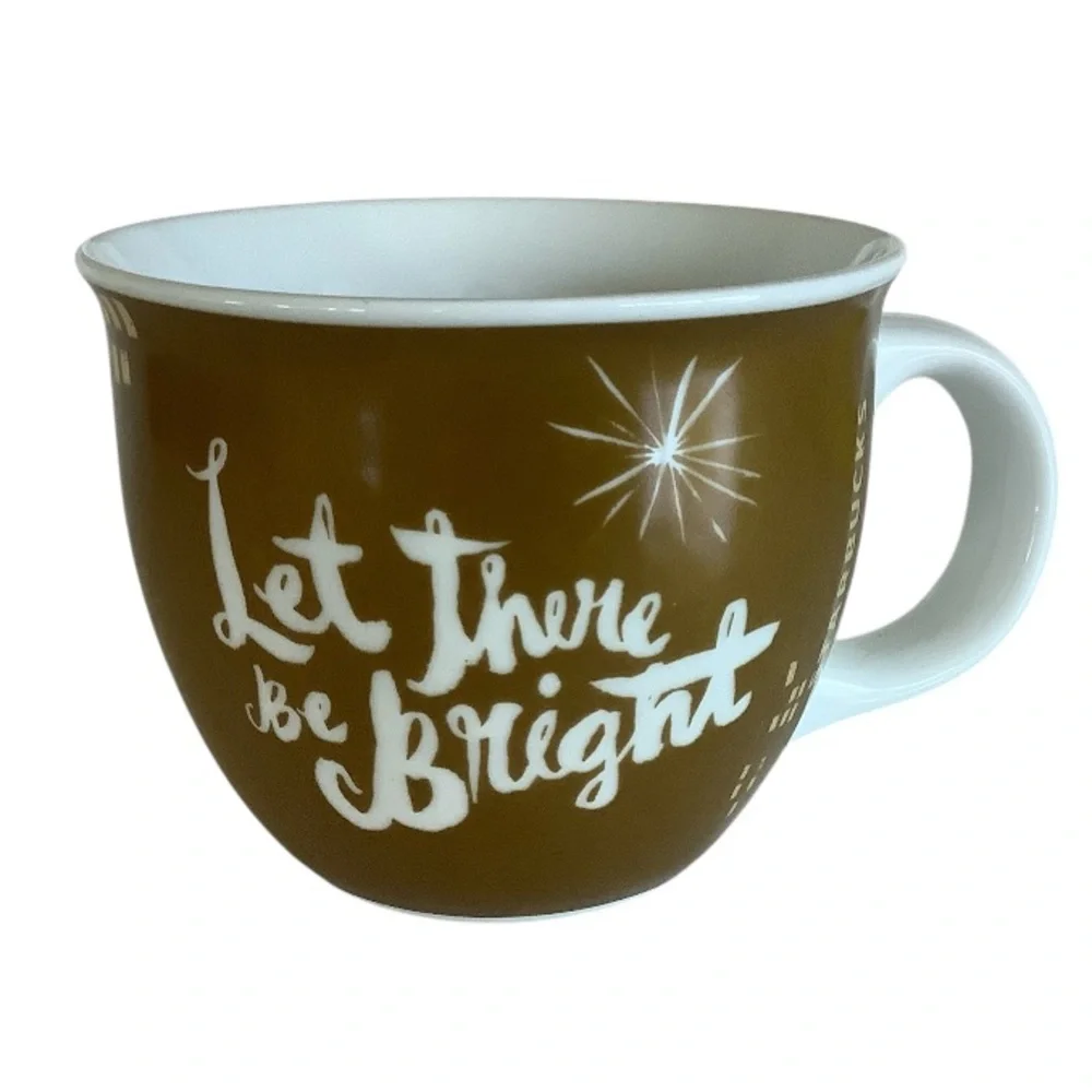 Starbucks 2014 Let There Be Bright 14 oz Gold and White Coffee Mug